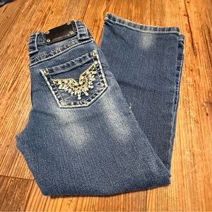 Cute Rodeo Girl Brand Embellished Blue Jeans little girls size 6 Cowgirl